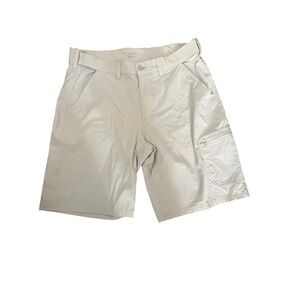 Huk Mens Performance‎ Fishing Shorts Tan Khaki Size XL Cargo Pocket Stretch 10in